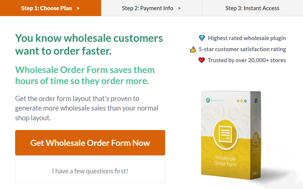 Wholesale Order Form gives you less "admin busy work" and makes ordering quicker for customers