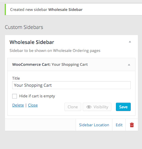 Add the WooCommerce Cart widget to the new sidebar