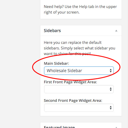 Select this sidebar on the edit screen for your Wholesale Ordering page