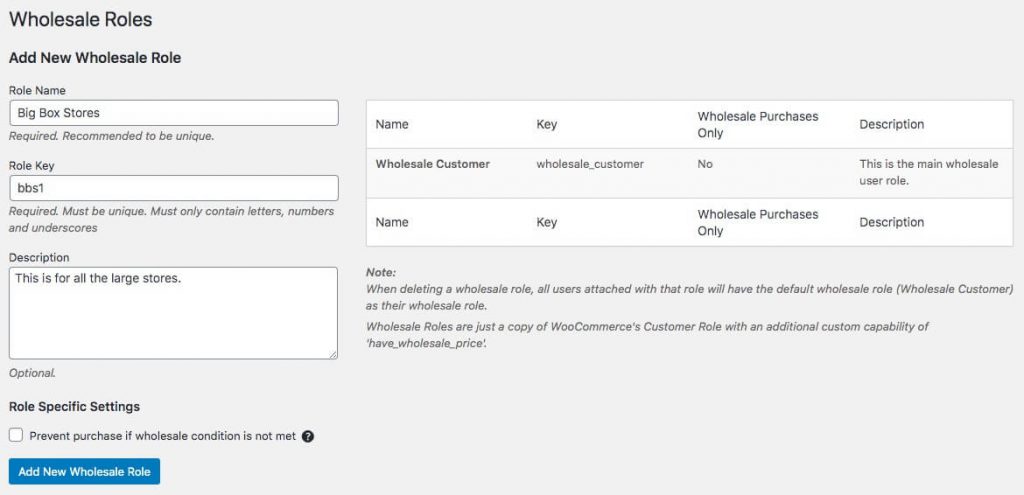 Adding new wholesale roles in WooCommerce. 