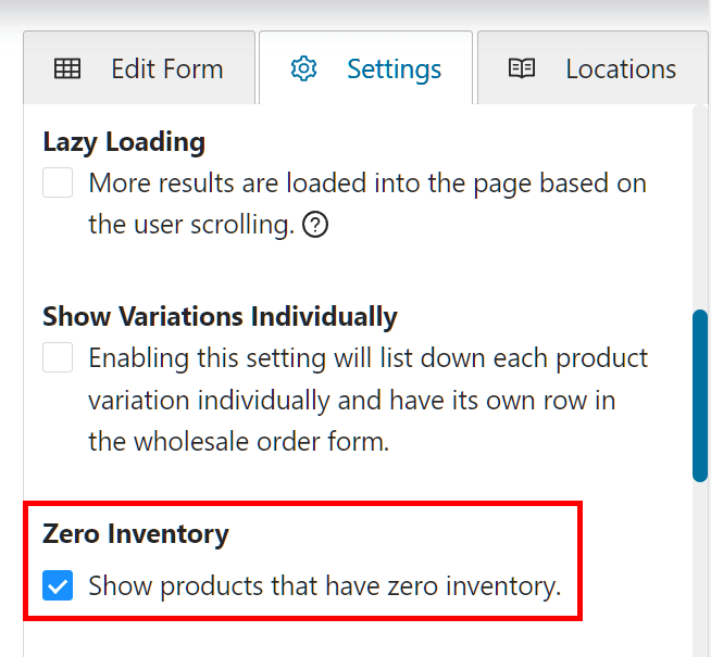 Creating a WooCommerce bulk order form may involve enabling the Zero Inventory option.