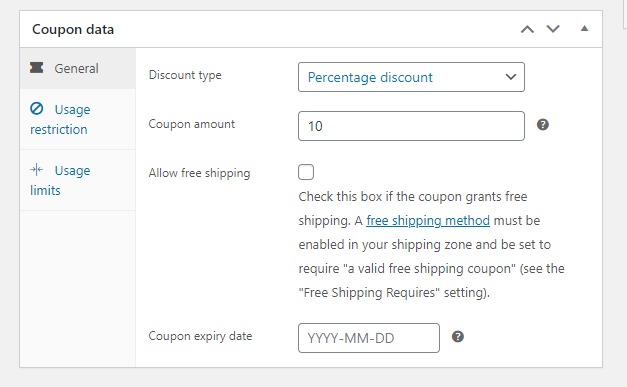 Setting a value for your coupon