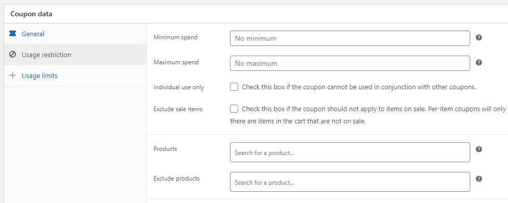 Configuring coupon usage restrictions