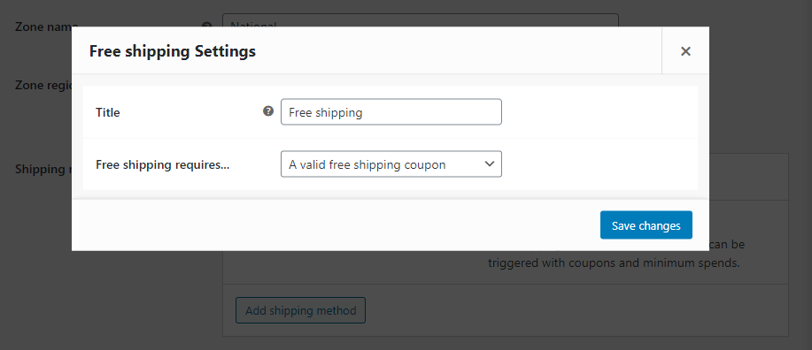 Configuring you free shipping method to require a coupon.