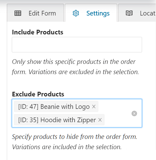 Include or Exclude Products