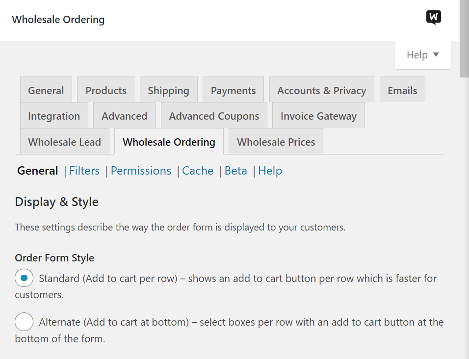 Configuring your wholesale ordering settings