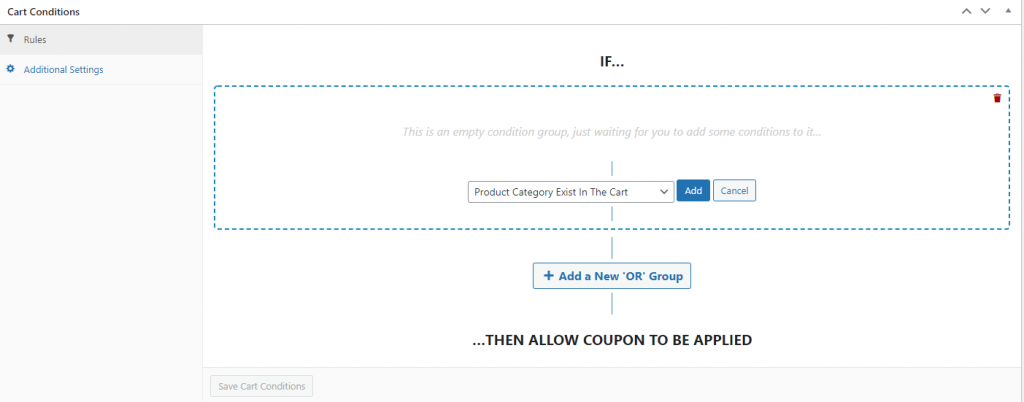 Adding Cart Conditions to a BOGO offer.