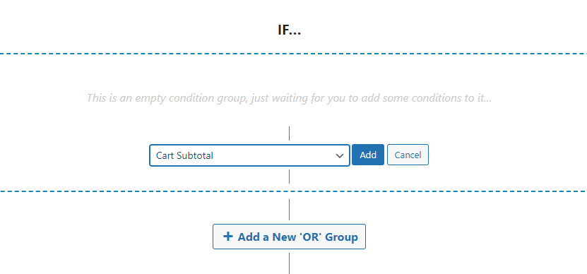 Setting a cart subtotal condition for your coupon