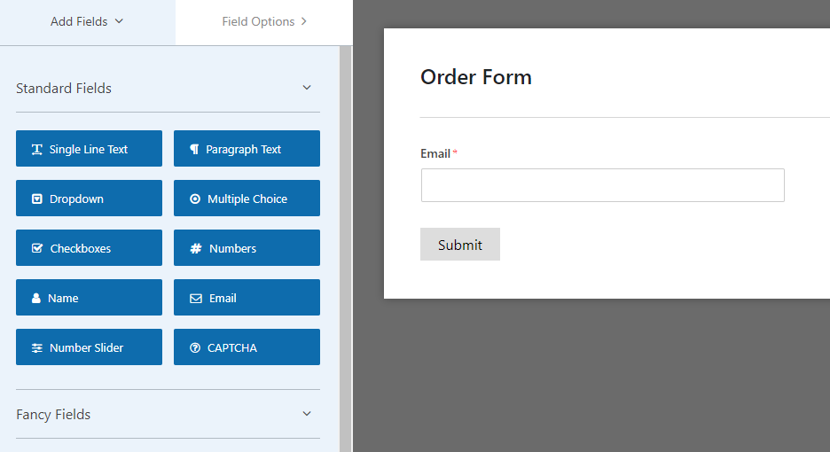 Using a drag and drop form builder