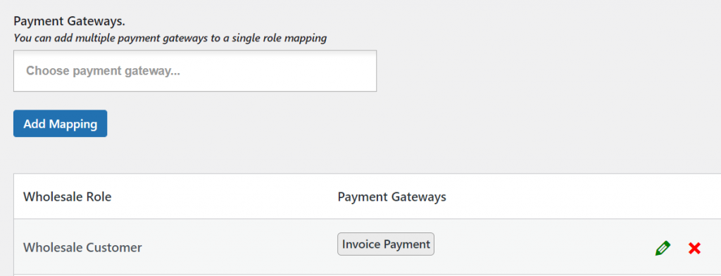Configuring an invoice billing option for wholesale customers