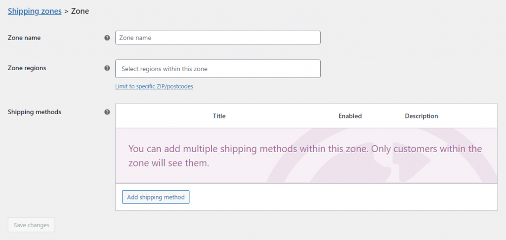 Adding shipping zones in WooCommerce