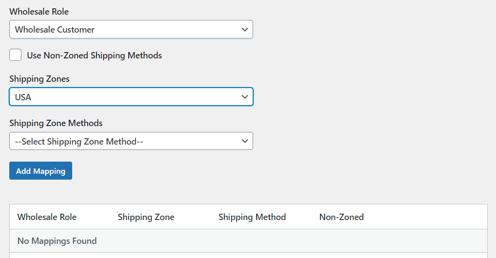 Mapping a role to a shipping method