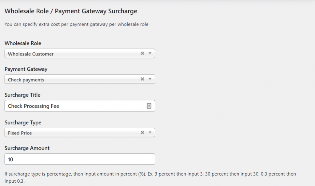 Configuring surcharges for payments