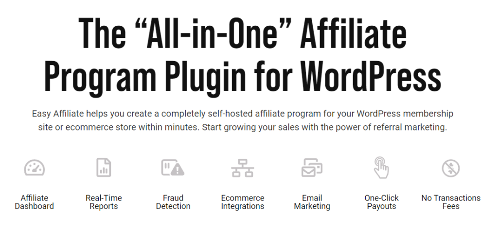 The Easy Affiliate homepage