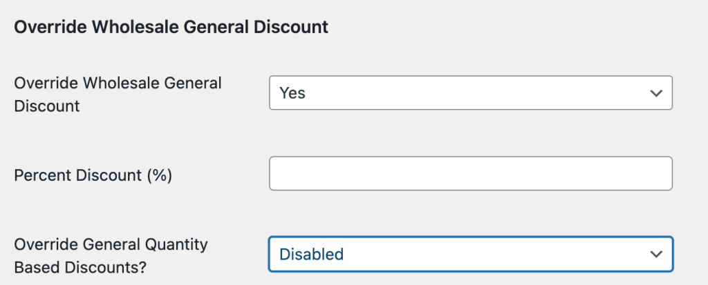 Override wholesale general discount in user roles.