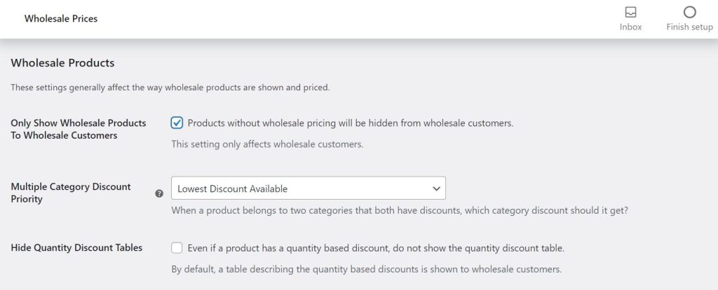 Hiding non-wholesale items from wholesale users in the Wholesale Suite plugin.