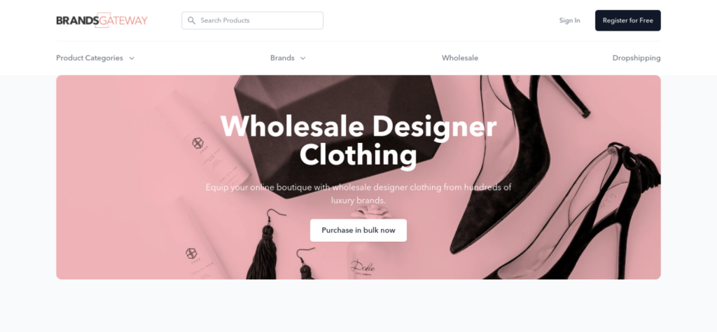 A profitable wholesale business website that sells designer clothing.