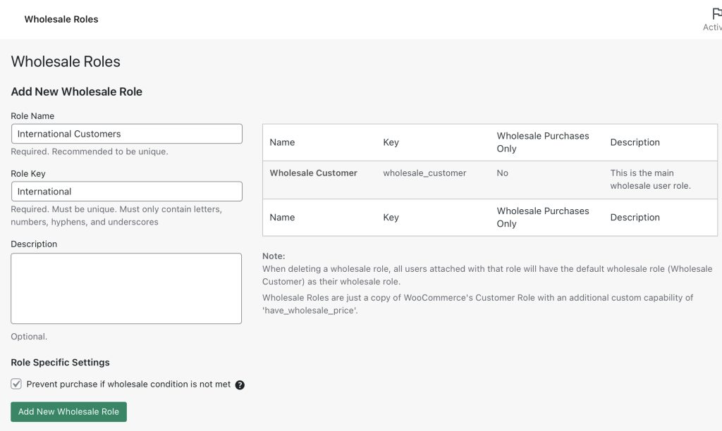 To run a wholesale WooCommerce store, it's recommended that you create custom roles