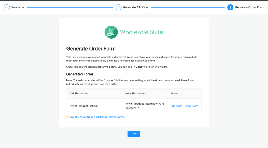 Generate Order Form 