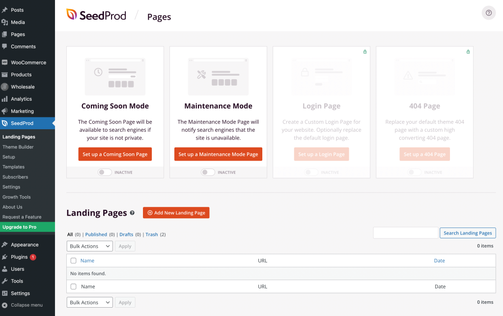 SeedProd landing pages