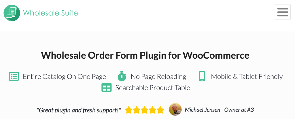 Wholesale order form plugin