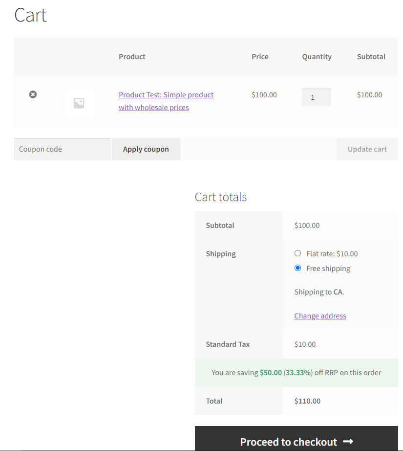 Cart Page Frontend