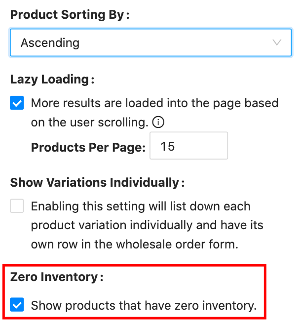 Zero Inventory Setting 