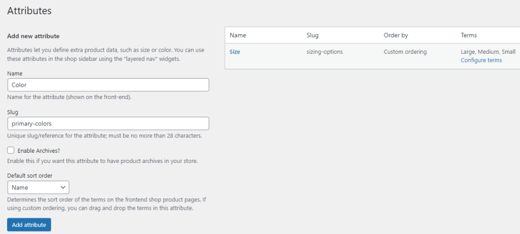 product filters for woocommerce: Add product attribute