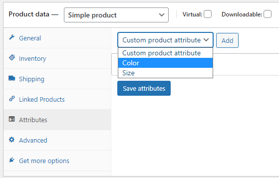 product filters for woocommerce: Add attributes to product data