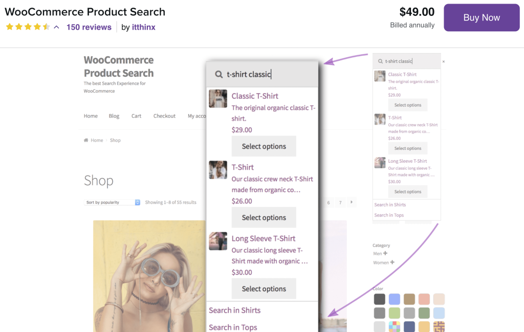 woocommerce product search extension