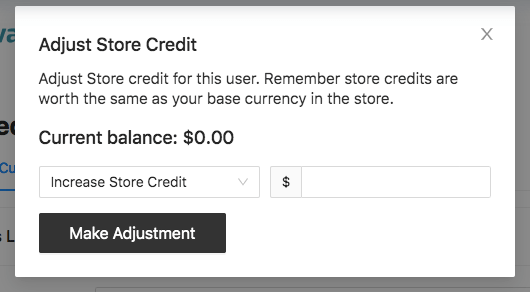 Adjust store credit