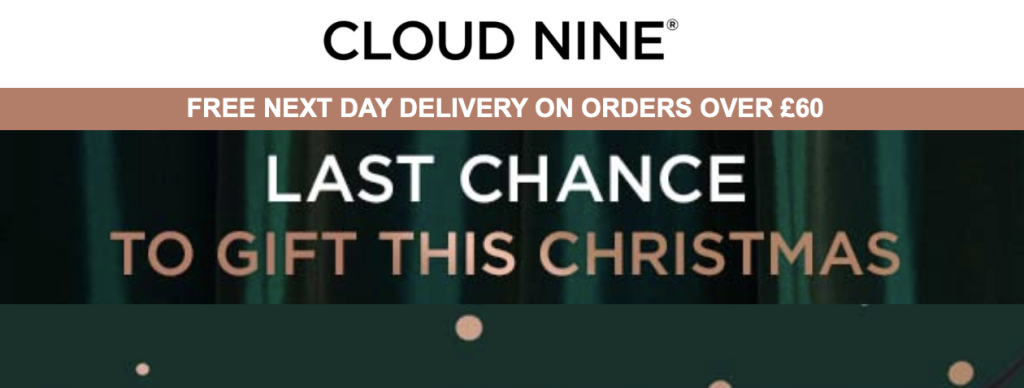 Example of one of the most common holiday promotions – free limited Christmas delivery