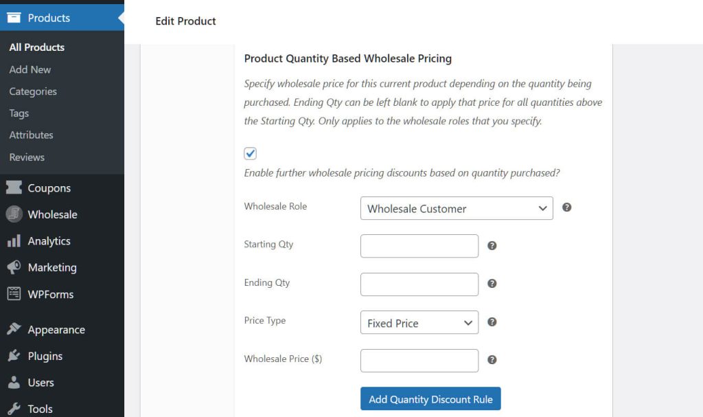 Product quantity pricing abandoned cart