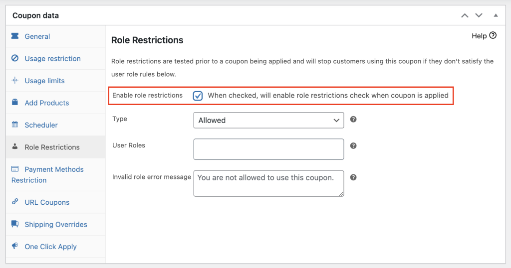 Enable role restrictions