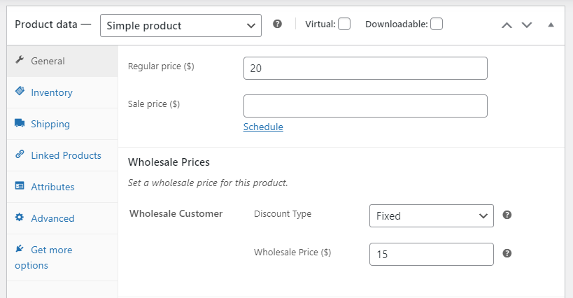 Entering a wholesale price in WooCommerce