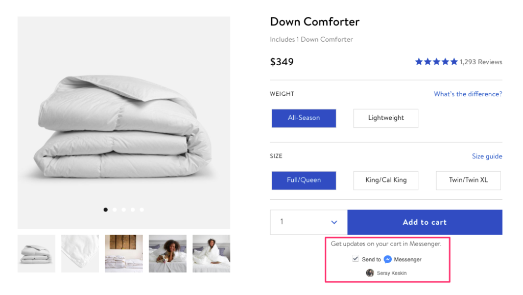Example: Brooklinen's Product Page 