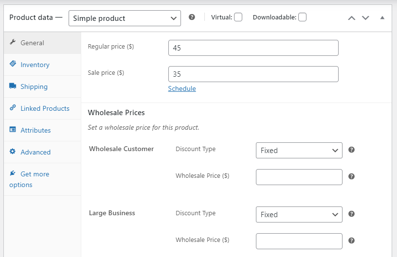 Setting up wholesale discounts in WooCommerce.