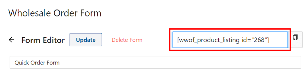 WooCommerce quick order form shortcode