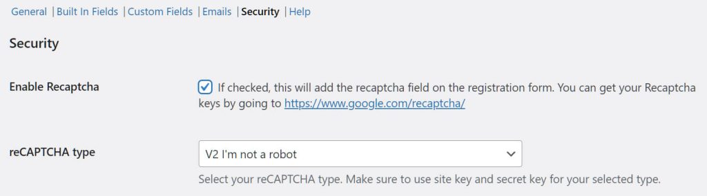 Enabling reCAPTCHA
