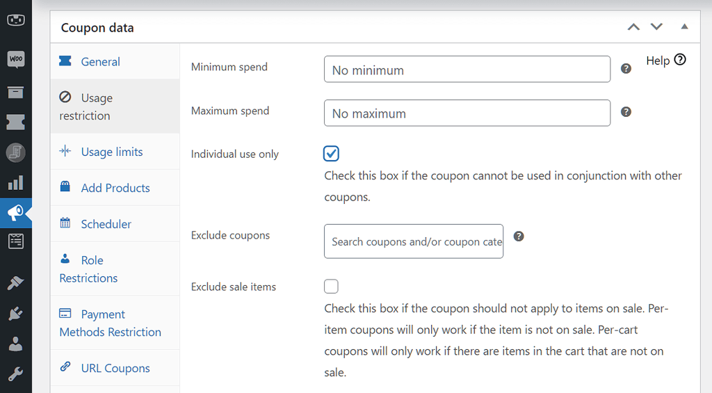 The Individual use only setting in Advanced Coupons.