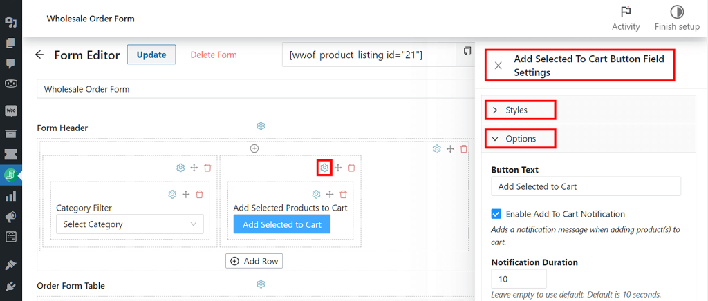 Creating a WooCommerce bulk order form may involves modifying element settings.