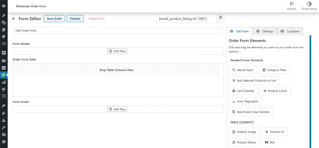 To implement Add to Cart functionality, in your online store, you need to use Wholesale Order Form's Form Editor.