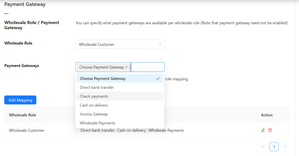 Mapping payment gateways using Wholesale Prices Premium 