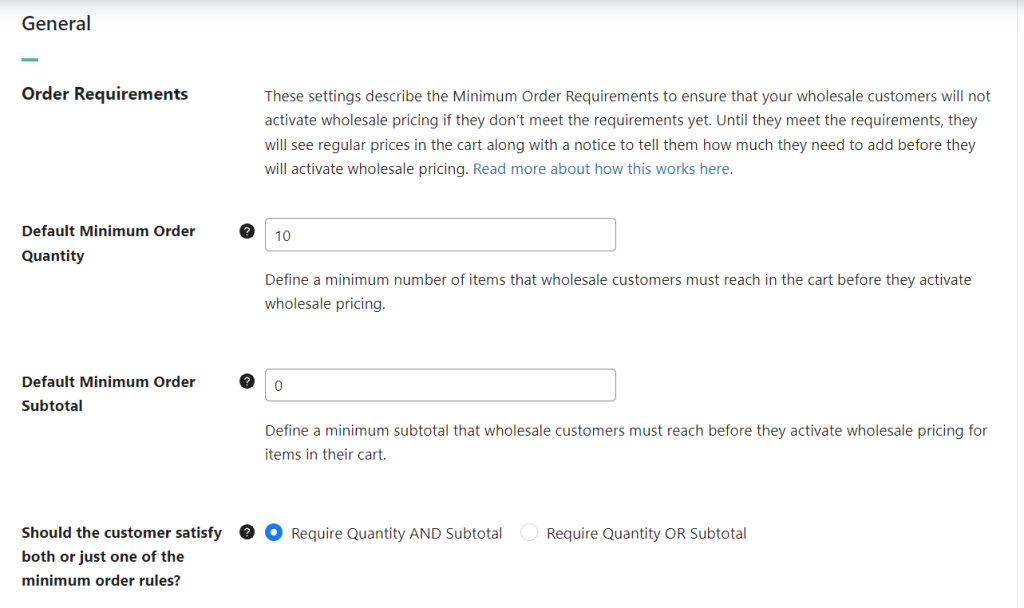 Setting MOQs for your WooCommerce store using Wholesale Prices Premium