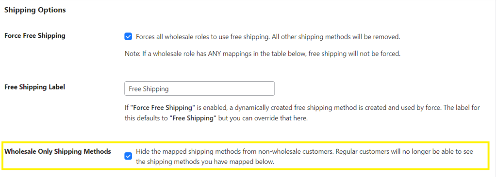 Hiding mapped wholesale shipping methods to non-wholesale customers