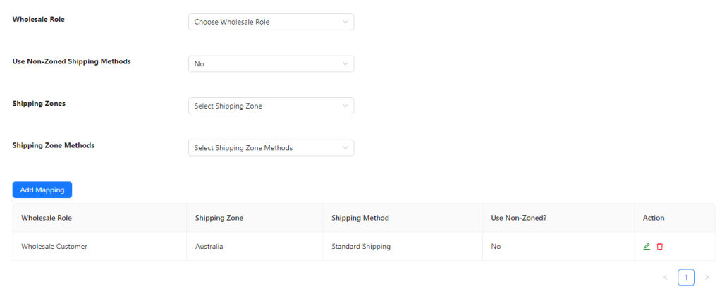 Mapping shipping zones and methods for wholesale customers 