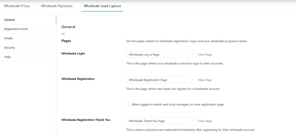 WooCommerce registration plugin settings