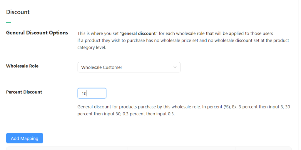 Mapping a global WooCommerce discount percentage for wholesale customers